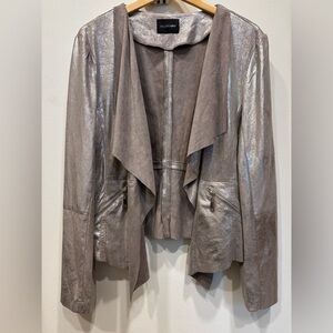 Dolce Cabo Metallic Gray Leather Jacket